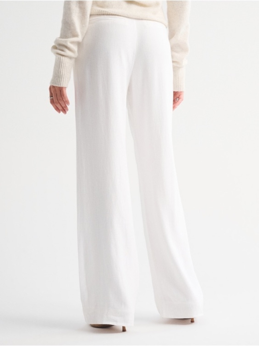 Abercrombie & Fitch Sloane Linen-Blend Tailored Wide Leg Pant White Size XS - Picture 3 of 13